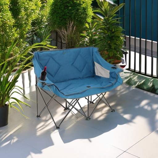 ARROWHEAD OUTDOOR Portable Folding Double Duo Camping Chair Loveseat w/ 2 Cup & Wine Glass Holder, Heavy-Duty Carrying Bag, Padded Seats & Armrests, Supports up to 500lbs, USA-Based Support - Image 2