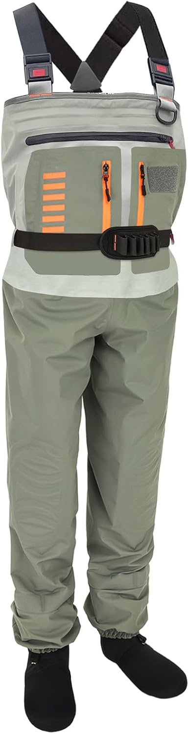 Fishing Waders for Men Women, Waterproof Stocking Foot Chest Waders for Fly Fishing, Breathable Stockingfoot Waders