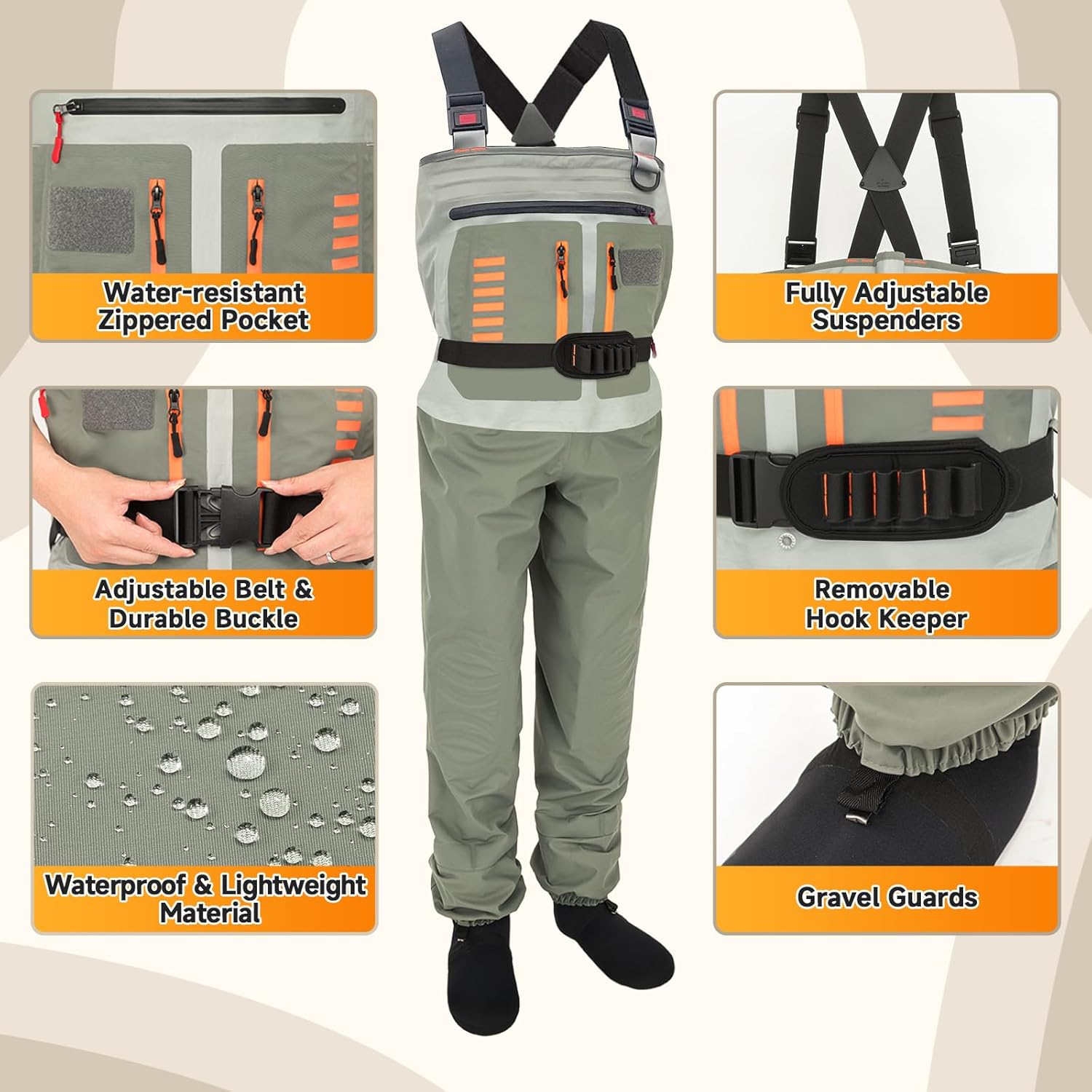 Fishing Waders for Men Women, Waterproof Stocking Foot Chest Waders for Fly Fishing, Breathable Stockingfoot Waders - Image 8
