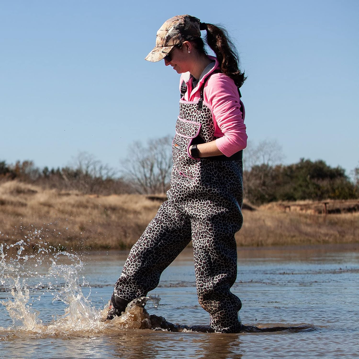 HISEA Women's Chest Waders Leopard Duck Hunting Waders for Women with Boots Neoprene Fishing Waders - Image 5