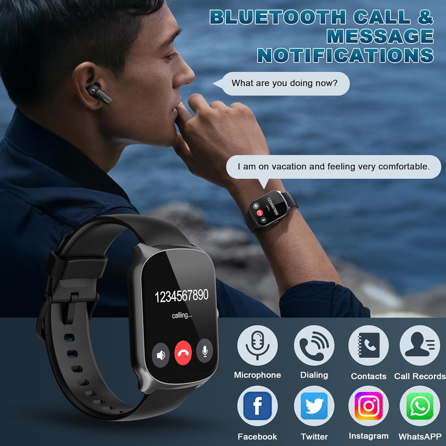 Smart Watch for Men Women, 1.95'' HD Curved Screen Smartwatch(Answer/Make Call), Fitness Tracker with 112 Sport Modes, IP68 Waterproof Fitness Watch with Heart Rate/Sleep Monitor/Pedometer/Calories - Image 2