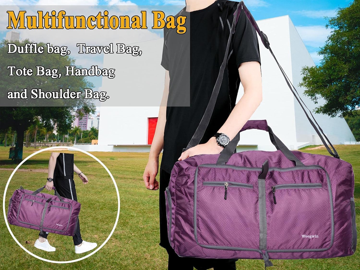 Travel Duffel Bag Large Foldable Waterproof Overnight Bag for Beach Swim Bags Pool Sports Gym - Image 7